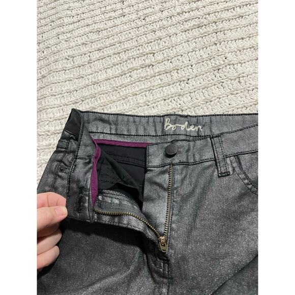 Boden Skinny Jeans Coated Metallic Sparkle Mid-Rise Womens Size 4 B Gray Stretch - Picture 8 of 11